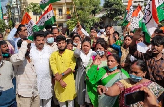 Pre-poll violence on TMC candidates : TMC staged Demonstration at Police Headquarter, Says, 'Tripura Police have become Slave of Biplab Deb'